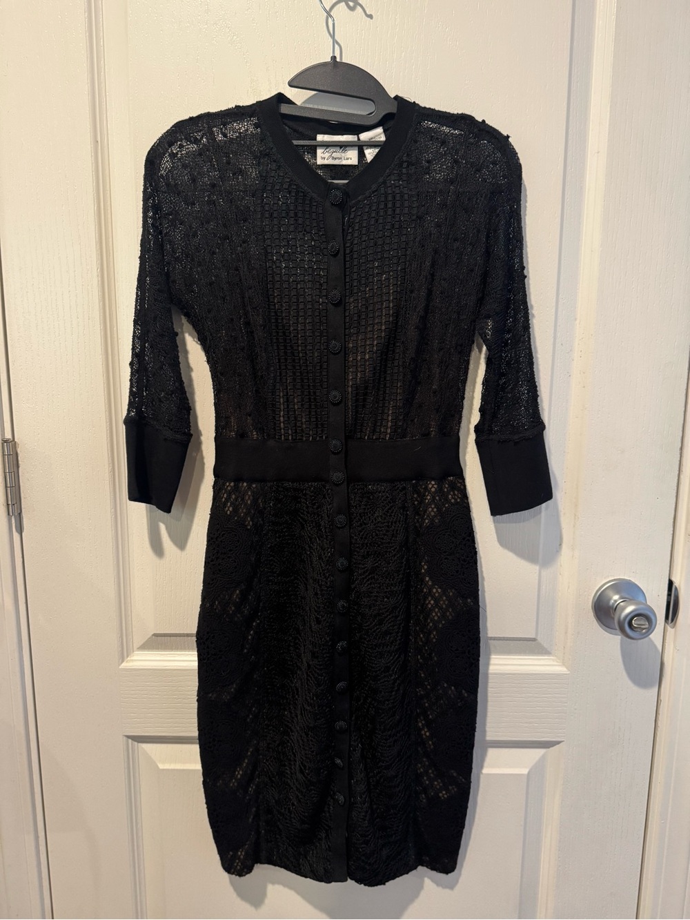 Anthropologie Beguile Byron Lars Mona Black Lace Button-Front Sheath Dress - Picture 4 of 6